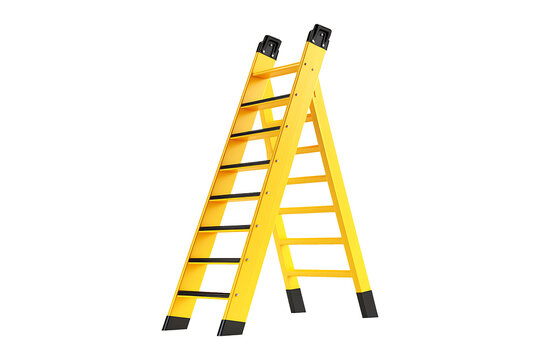 3D yellow ladder Isolated on White and Transparent Background PNG Image.