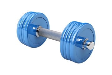 A blue dumbbell designed for aerobic workout Isolated on White and Transparent Background PNG Image.