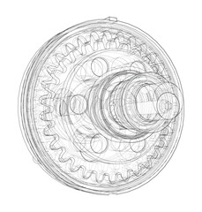 Naklejka premium Wave Reducer. Vector illustration, 3d render
