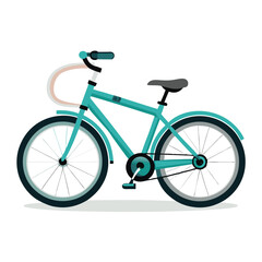 Fototapeta premium A teal colored bicycle illustration with a curved handlebar and shadow
