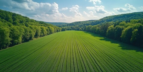 Obraz premium green field and sun