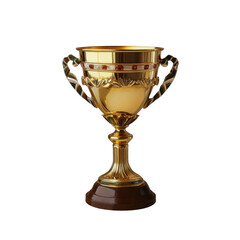 Golden Trophy with Ornate Design on Isolated Background