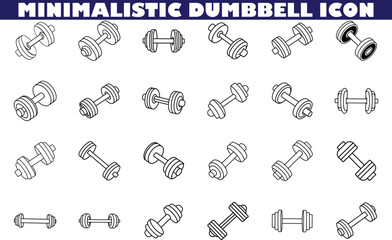 Minimalist Dumbbell Icons Fitness, Gym, Workout, Exercise, Strength