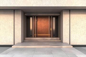 Obraz premium Simple, modern exterior with high-tech 2025 color door.
