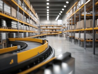 Automated conveyor system enhancing warehouse operations modern storage facility industrial technology efficient logistics perspective innovation
