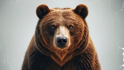 Obraz premium Realistic artwork of a brown bear, set against a white backdrop.