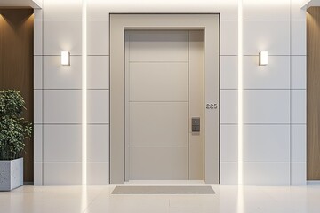 Contemporary home welcomes with sophisticated 2025 colored door.