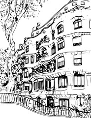 Obraz premium barcelona, coloring page, architecture, arch, building, corridor, stone, column, europe, ancient, arches, arcade, interior, church, abbey, old, arc, medieval, cloister, italy, light, monastery, archwa