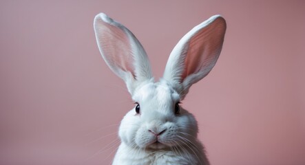 Obraz premium White bunny ears on a light pink background.