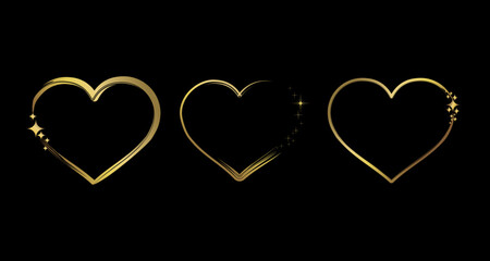 Gold heart frame. Gold heart design with sparkling stars.