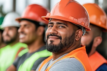 Smiling Construction Workers in Safety Gear