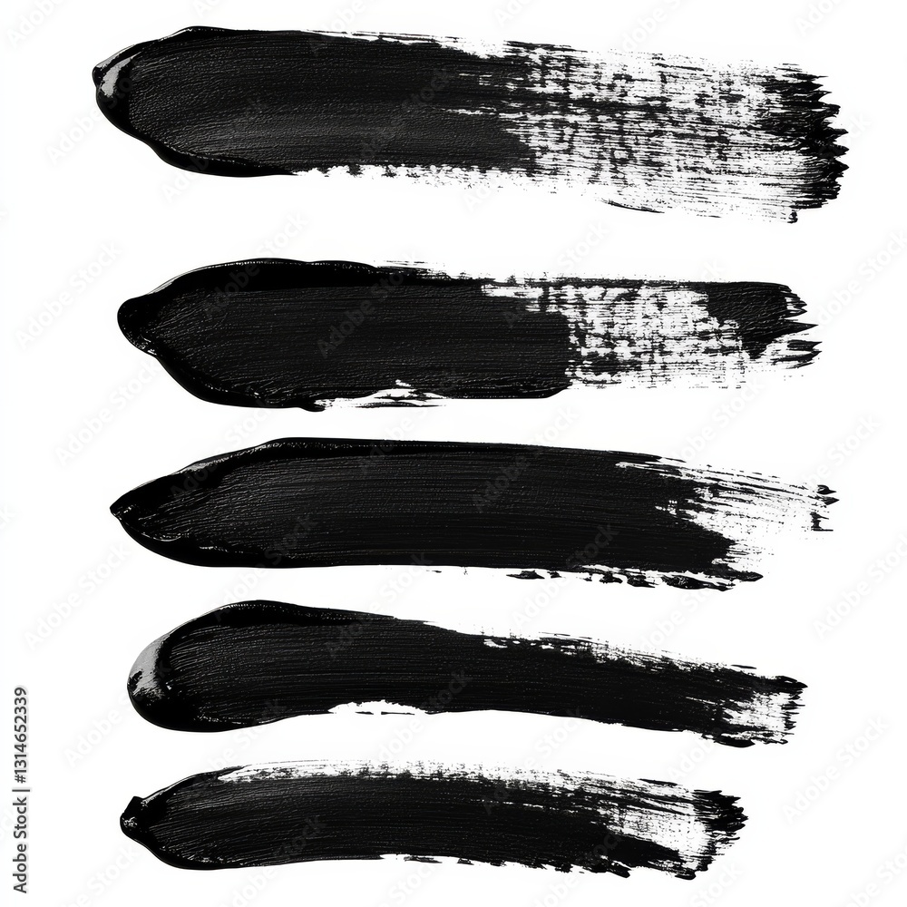 Poster elegant black paint strokes on a clean white canvas, illustrating a brushstroke texture and artistic