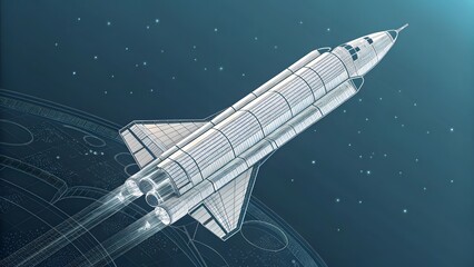 Futuristic Rocket Launching Into Space With Stellar Background
