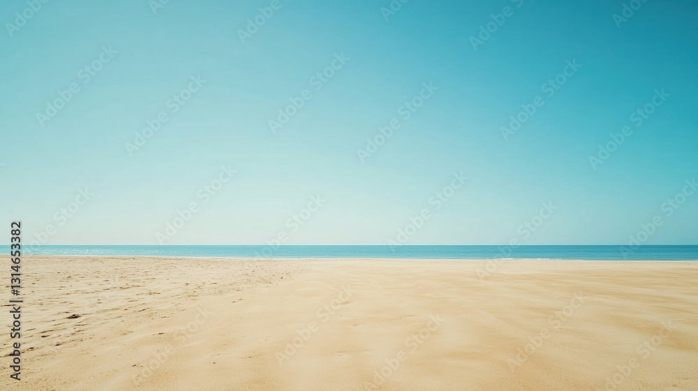 Poster spacious beach view with soft sand dunes and clear blue sky ideal for relaxation and enjoying nature