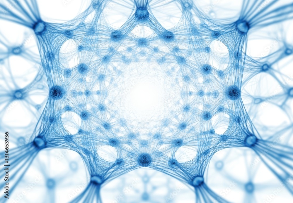 Poster abstract visual representation of interconnected neural structures in blue tones, illustrating conce
