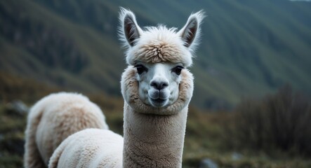 Obraz premium very cute alpaca with soft white fur