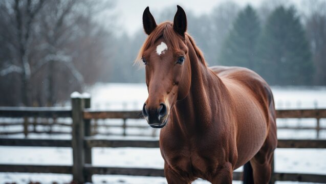 Horse obviously seeking attention on a winter day.