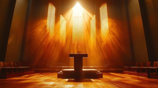 Empty Church, Sunlight Rays, Empty Pulpit, Worship Space