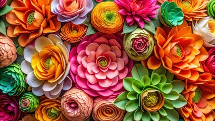 Vibrant Handcrafted Paper Flowers in a Colorful Arrangement