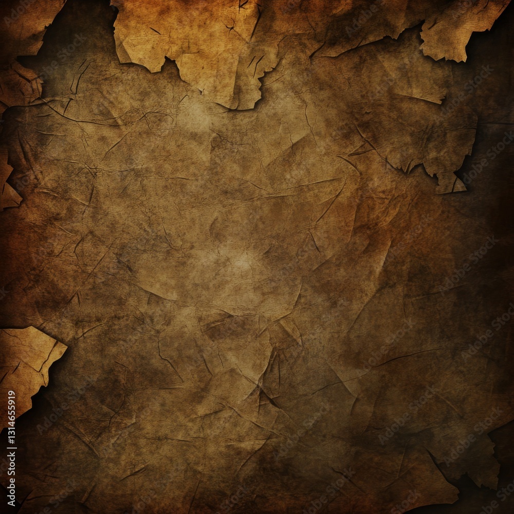 Aufkleber Weathered Parchment: Ancient Texture with Torn Edges and Rich Brown Tones for Backgrounds and Creative Designs.
