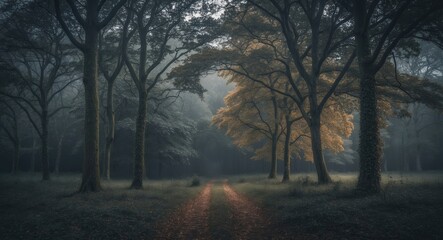 trees with lush foliage in the forest