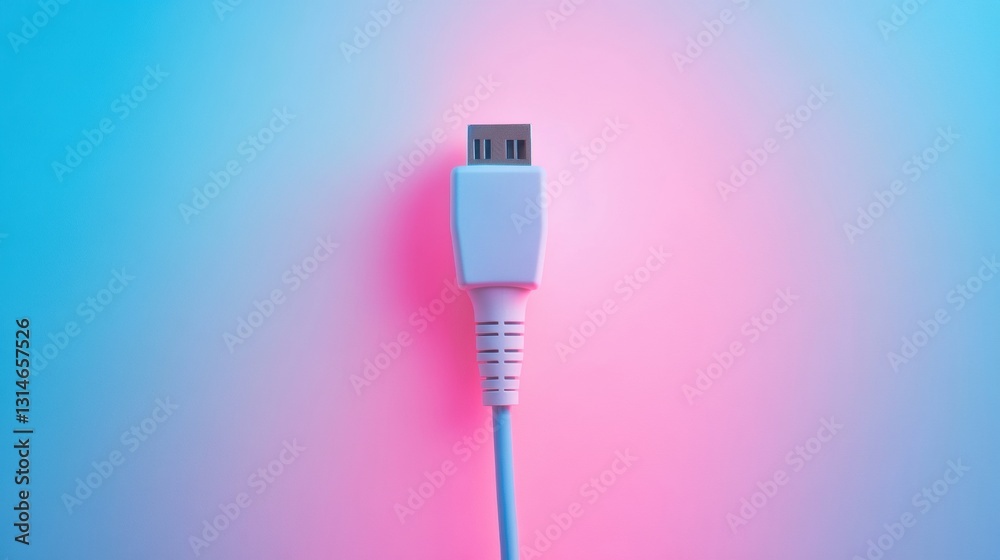 Poster Network cable with internet icon against a soft gradient background inviting communication and connection