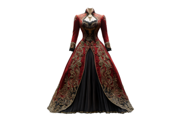 A queen victorian costume fashion vintage Isolated on White and Transparent Background PNG Image.