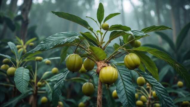 Guarana plant producing fruits is located near the Amazon area.