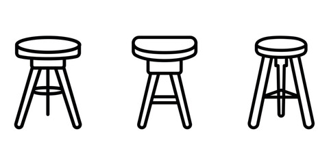 stool outline or line icon design bundle.