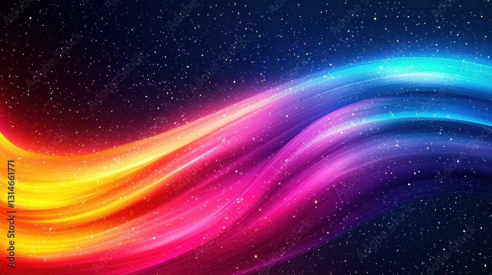 Canvas Prints colorful abstract background with flowing ribbons and stars in a blend of multicolored shades for cr