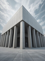 Modern building featuring concrete columns with a bias design, creating a dynamic space perspective against an abstract background, background, space, perspective
