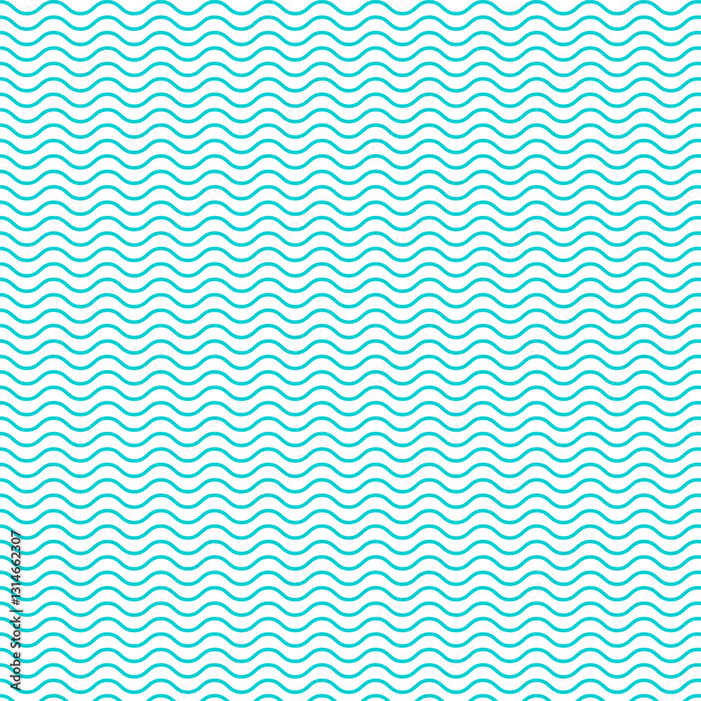 Wall mural sea wave repeat pattern.seamless pattern of turquoise curve wavy lines isolated on white background.