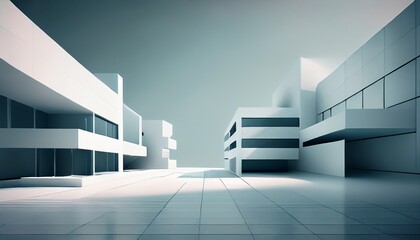 Obraz premium architectural rendering of a modern building in a simple and clean geometry