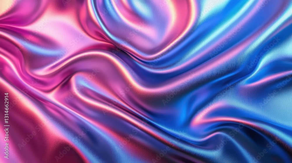 Wall mural abstract metallic background with smooth reflective surfaces in vibrant colors and soft waves for mo