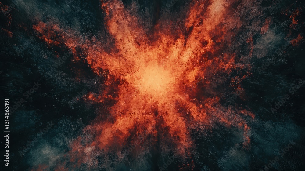 Wall mural abstract background with light rays emanating from center in fiery colors