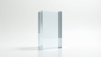 Clear acrylic block set apart on a white background.