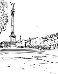 Obraz premium france, coloring page, architecture, church, sketch, building, drawing, vector, illustration, city, old, paris, art, house, cathedral, tower, europe, vintage, castle, design, travel, landmark, london,