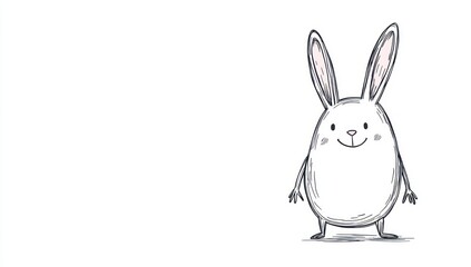 Simple line drawing of a whimsical character, ample text space, white backdrop.