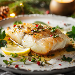 Grilled salmon steak with vegetables and healthy side dishes