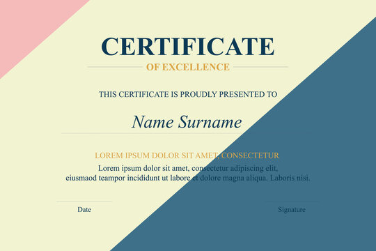 Achievement certificate design, pastel background