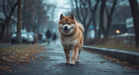 Hokkaido dog taking a stroll