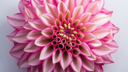 Fototapeta premium Blooming pink dahlia flower isolated on a white background, close-up in the studio.