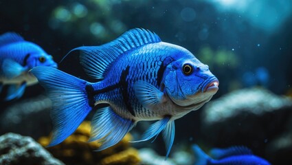 Fototapeta premium Blue exotic fish in the wild