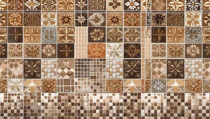 Antique beige mosaic kitchen Seamless tiling tiles texture on abstract background design illustration 