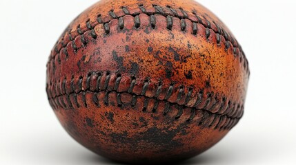 Close-up of weathered vintage baseball