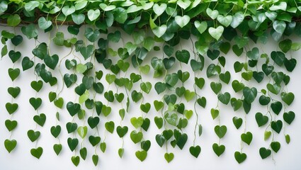 Vine with heart shaped leaves, isolated on a white background, clipping path included