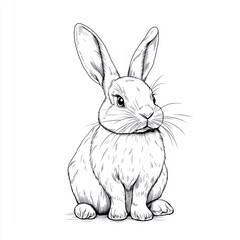 Modern bunny line art portrait, minimalistic with clean and simple strokes.