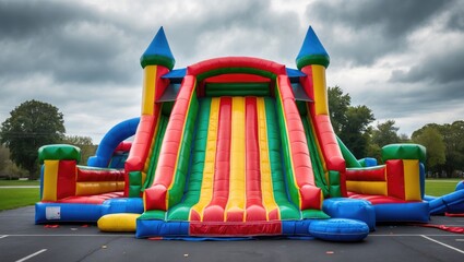 Large, inflatable slide in a playground