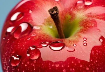 red apple with drops of water