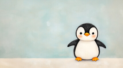 Naklejka premium natural light P Baby penguin with a playful e